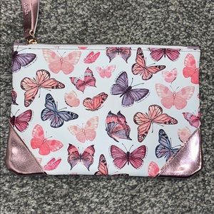 Pink butterfly makeup bag